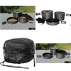 Camp Kitchen Trailblazer Black Ice 5 PC Hard Anodised Cam Cookware Outdoor Cook Set With Storage Bag Drop Delivery Sports Outdoors Cam DH0GK