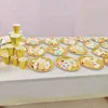 Disposable Dinnerware 25 Pcs Plates Round Dessert Cake Pan Paper Tray Birthday Party Supplies Flatware