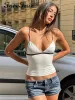 CAMIS Forefair White Crop Top camisole al largo della spalla senza maniche senza schienale 2023 Summer Streetwear Club Slim Fashion Top