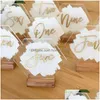 Décoration de fête Numéros de table de mariage en acrylique peints à la main personnalisés avec numéro de dos de calligraphie pour goutte moderne rustique Delive Dhxgz