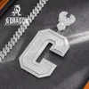 Personlig anpassad borgen Design Moissanite Diamond Sterling Silver 925 Jewelry Letter Initial C Pendant For Boy