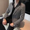 Męskie garnitury Mężczyźni High-end Casual Blazer British Style Business Slim Grid Ruit Płaszcz Mężczyzna Modna Formalna Single Bluckle Kurtka Haur Dress