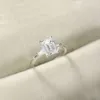 Anelli a grappolo 3CT 925 Sterling Silver Fidanzamento 3 pietre Taglio smeraldo Cubic Zirconia Promessa di matrimonio per le donne Gioielli Gft