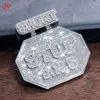 Hiphop personnalisé glacé Sterling argent bouclier lettre Moissanite pendentif