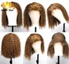 30 ombre färg kort curl spets front mänskliga hår peruker före plockat remy hår med baby bob peruker 150 densitet 13x4 front7560470