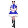 Mini sukienka z palerami fartuch Sissy krótkie sukienka z krótkim rękawem błyszcząca pvc turtleneck lolita puff rękawa cosplay kostiumy plus rozmiar