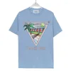 Men's T Shirts High Street T-shirt Letters Tennis Coconut Tree Printed Tshirt Cotton Loose Casual Short Sleeve Harajuku Shirt