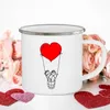 Tazas Taza de pareja con estampado de dibujos animados para niño y niña, taza de café creativa esmaltada para amantes, bebida, postre, tazas de leche, vajilla con asa, regalo del día de San Valentín