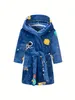 Peignoirs en flanelle pour enfants, sweat à capuche pour garçons, doux, planète astronaute, vêtements de nuit imprimés, vêtements pour enfants, 240228