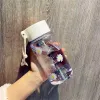 500 ml plastikowa przezroczysta butelka z wodą BPA Bezpłatny przenośny kubek sportowy na zewnątrz student z liną