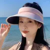 Berets Sun Hat Mulheres Verão UV Outdoor Full Shade Times Protect Gradient Color Hollow Top Sunscreen