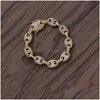 Chaînes 12mm 16-20 pouces plaqué or Bling CZ pierre chaîne de grains de café collier bracelet rappeur bijoux de rue pour hommes cadeau livraison directe Dhy9Z