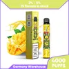 EU Freischiffs Zigarette 4K Puffs Vapes Einweg Vape Vape Vapeable 4000 Puff Vapes 2% 5% VAP