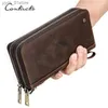 Geldscheinklammern KONTAKTE Echtes Leder-Kupplungsgeldbörsen für Männer Lange Vintage-Handtaschen mit Reißverschluss Münzgeldbörsen Kartenhalter Geldscheinklammer Herrenbrieftaschen L240306