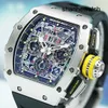 Montre intemporelle élégance montre RM montre Rm11-03 horloge creuse suisse mondialement célèbre Rm11-03 titane unique