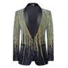 Fashion Men's Jacket Meteor Gradient Sequins Suit Coat Stage Performance Host Wedding (only Blazer)