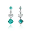 Orecchini pendenti moda argento 925 5 ct cuscino 10 cuore sintetico paraiba lungo europeo e americano per gioielli da donna