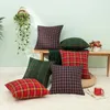 Kudde 45x45cm Classic Plaids Red Throw Chrismas Dekorativ soffa Case Cover Couch