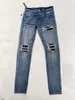 Amirs jeans mens jeans designer jeans mens designer pant mens smala fit elastisk broderi mode jean stil katt whisker blekande mäns trasiga hål jeans samma stil