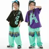 Сценическая одежда, летняя детская свободная хлопковая футболка, брюки, наряд в стиле хип-хоп для мальчиков, современный джазовый танцевальный костюм для девочек, Kpop Performance