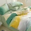 Bedding Sets Gentle Morandi Gradient Wash Cotton Bed Sheet Set Of Four Solid Quilt Cover Three Ins