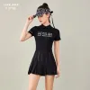 Dresses Love Golfbekleidung Damen Kurzarm-T-Shirt Mode Grünes Revers Golf-Top Damen Sportbekleidung Schlanker, atmungsaktiver Faltenrock