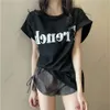 2024 Nieuwe internet beroemdheid Instagram Super Hot Slim Schouder Drop Sweet Cool T-shirt met korte mouwen Losse Dames Zomer Student Top Trend