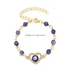 Charm Bracelets New Blue Evil Eye Bracelets For Women Hand Heart Starfish Charm Crystal Tennis Chain Bange Female Fashion Party Jewel Dhqvv