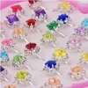 Beauty & Fashion 36 Pcs Little Girl Adjustable Rhinestone Gem Rings Toy In Box Children Kids Jewelry Ring Set Toys With Heart Shape Di Dhifk