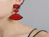 Dangle Chandelier Trendy Geometric Stitching Acrylic Earrings For Women Sexy Red Lips Female Jewellery AccessoriesDangle5606331