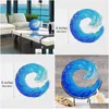 Novelty Items Ocean Wave Fused Glass Scpture Gradient Blue Ornament Decoration Waves Shape Resin Art Crafts For Home Drop Delivery Dh9Rh