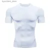 Chemises décontractées pour hommes Vêtements de fitness Vêtements de sport pour hommes serrés à manches courtes T-shirt de course élastique Compression Vêtements de basket-ball L240306