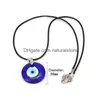 Colliers pendentif bleu mauvais œil pendentif collier pour femmes noir cire cordon chaîne hommes tour de cou bijoux chanceux Amet femme fête cadeau goutte D Dhgs0