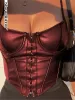 Camis Vintage PU Deri Bandaj mahsulü Üstü Yelek Kadınlar İçin Yaz Gotik Giysileri Y2K YENİ TOPS MUJER SLEAK KABLOLARI HARAJUKU G