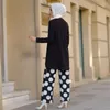 Abbigliamento etnico Donne musulmane Set da 2 pezzi Maglie a manica lunga Pantaloni Turchia Caftano Abaya Islamico Dubai Camicetta Pantaloni Medio Oriente Abito arabo
