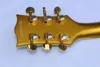Guitare électrique dorée creuse personnalisée en usine avec matériel chromé, système Tremolo, Pickguard crème, peut être personnalisée