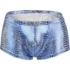 Cuecas dos homens de pele de cobra roupa interior de couro falso cintura baixa boxers sexy u convexo pênis bolsa boxer shorts masculino cueca bottoms