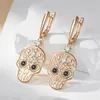 Dingle örhängen Kienl 585 Rose Gold Color Skull Punk Big Drop Earring For Women Glossy Natural Zircon Accessories Trend Daily Smycken