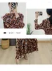 Lässige Kleider Miyake Fold 2024 Frühling Langes Kleid Schlanker lockerer Leopardendruck über dem Knie