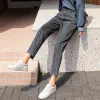 Jeans Gris Jeans Femmes 2022 Automne Mode Coréenne Jambe Droite Cheville Longueur Pantalon Streetwear Taille Haute Pantalon Bleu Jeans pour Femmes