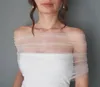 Wraps Vestes Femmes Plissé Tulle Sheer Wrap Mariage Mariée De L'épaule Étole Élégant Châle Formel Avec Bouton Ivoire Custom4391724