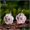 Hoop & Huggie Lotus Fun Real 925 Sterling Sier Earrings Handmade Designer Fine Jewelry Flower In The Rain Fashion Dangle For Women 22 Dhqo0