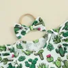 Set di abbigliamento Born Baby Girl Summer Outfit Clothes Cactus Ruffle Sleeve Pagliaccetto Body Pantaloncini a vita alta Set fascia