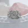 Paston Biżuteria 2+5+2CT Iced Zmiażdżony promieniowanie moissanite Pierścień GRA Certyfikat Women 925