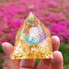 Objets décoratifs Figurines 5 cm même boule de cristal pyramide cristal gravier goutte à goutte résine pyramide ornement T240306