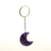 Porte-clés KFT Crescent Moon Key Chain Lilac Rose Rose Quartz Polar Jade Rouge Jasper Opal Forme Pierre Pendentif Porte-clés Bijoux