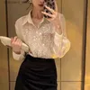 Men's Casual Shirts Shirts Women Chic Design Sequins New Spring Office Lady Daily Thin Camisa Sunscreen 2023 Korean Fashion Clothing Lapel All-match L240306