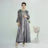 Vêtements ethniques Eid Ramadan Femmes Musulman Kimono Cardigan Brillant Satin Ouvert Abaya Robe De Perles Fête Jalabiya 2 Pièces Ensemble Dubaï Kaftan Robe