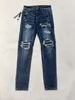 Amirs jeans mens jeans designer jeans mens designer pant mens smala fit elastisk broderi mode jean stil katt whisker blekande mäns trasiga hål jeans samma stil