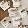 Hårtillbehör Fashion Houndstooth -knapp Imitiation Pearl Clips Metal Heart Star Crystal Hairpin Barrett 3st/Set Drop Delivery PR DHNJG